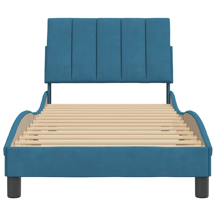 Cadre de lit sans matelas Hanko bleu 80x200 cm velours - 5