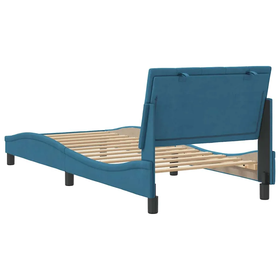 Cadre de lit sans matelas Hanko bleu 80x200 cm velours - 7