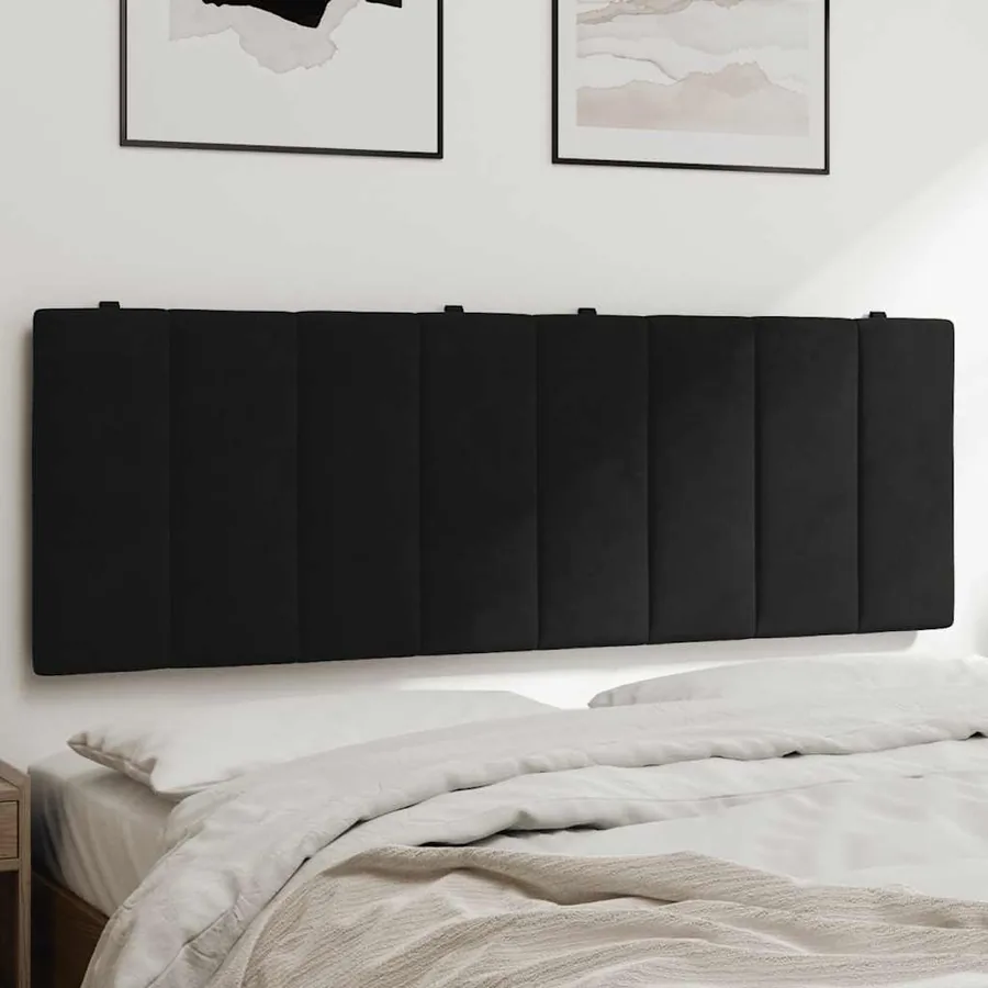 Coussin de tête de lit Hanko noir 140 cm velours
