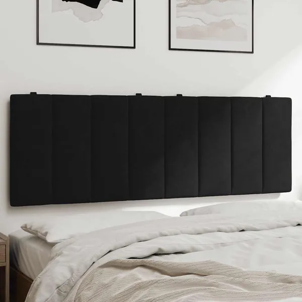 Coussin de tête de lit Hanko noir 140 cm velours
