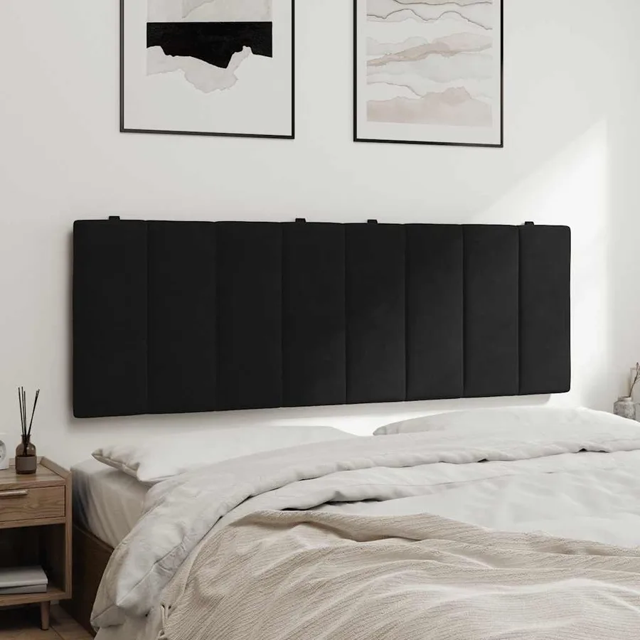 Coussin de tête de lit Hanko noir 140 cm velours - 4