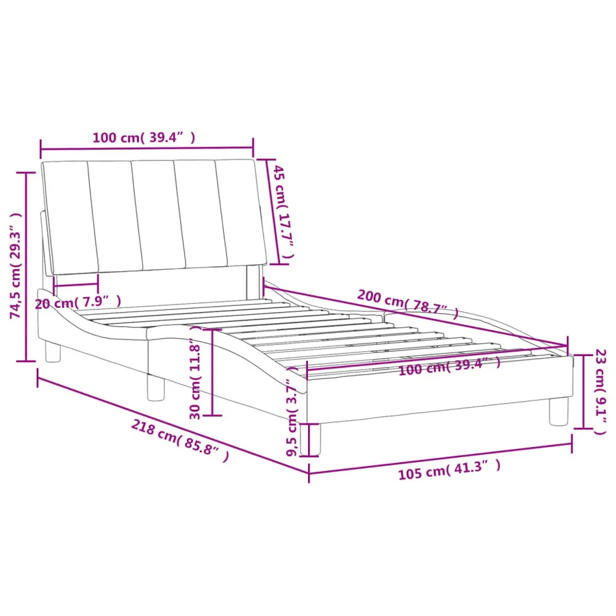 Lit avec matelas Hanko rose 100x200 cm velours - 11