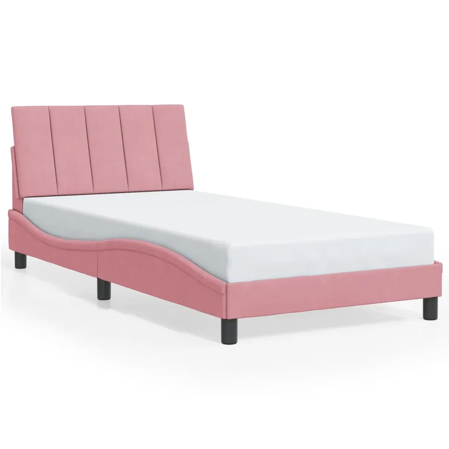 Cadre de lit avec LED sans matelas Hanko rose 100x200 cm velours - 5