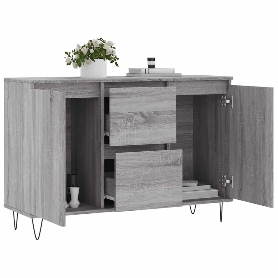 Buffet sonoma gris 101,5x35x70 cm bois d'ingénierie - 4