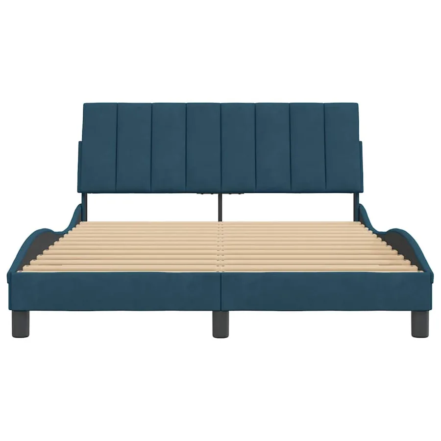 Cadre de lit sans matelas Hanko bleu 120x200 cm velours - 5