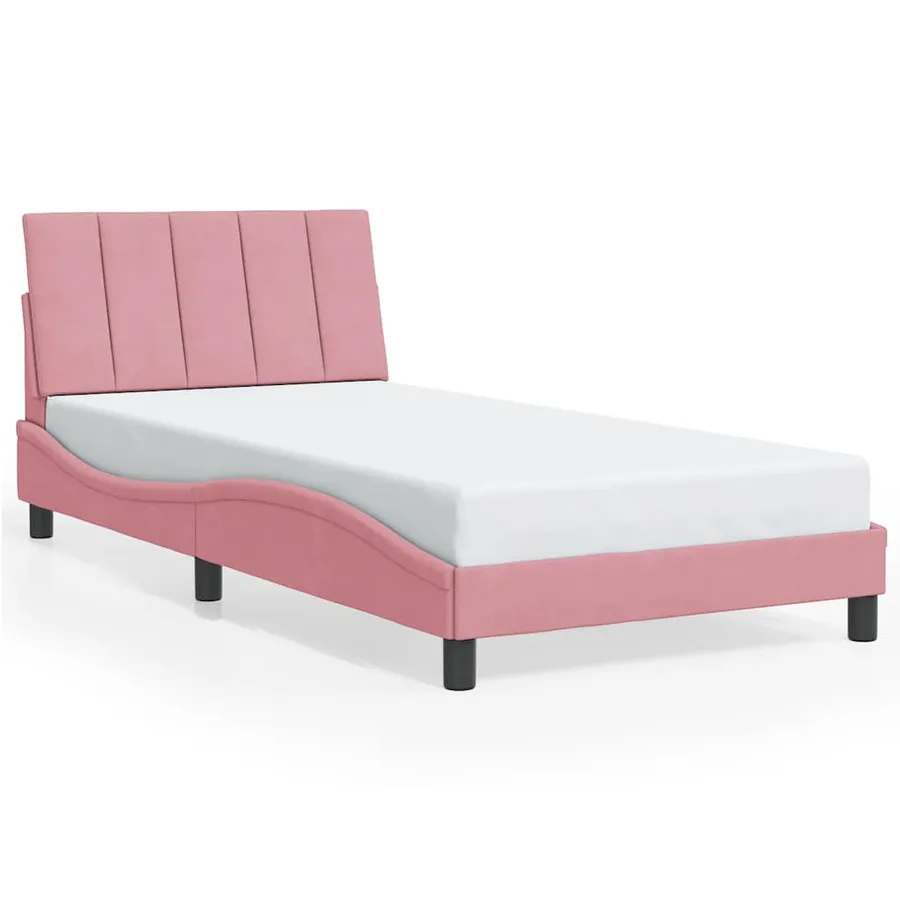 Cadre de lit sans matelas Hanko rose 100x200 cm velours - 2