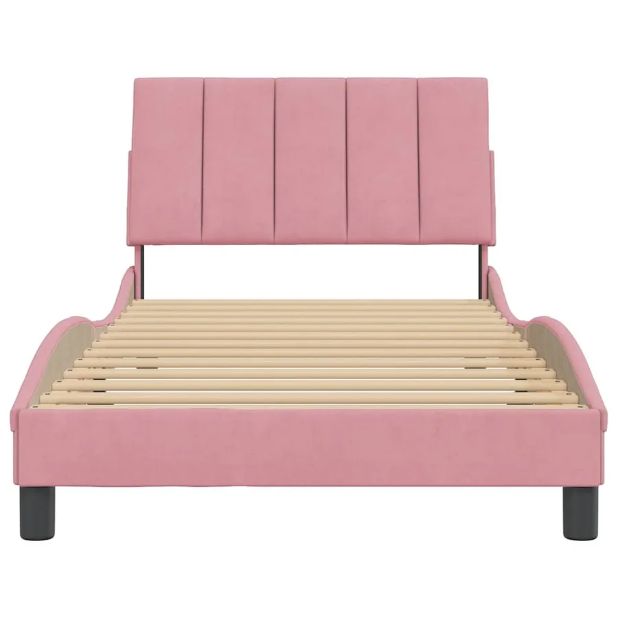 Cadre de lit sans matelas Hanko rose 100x200 cm velours - 5