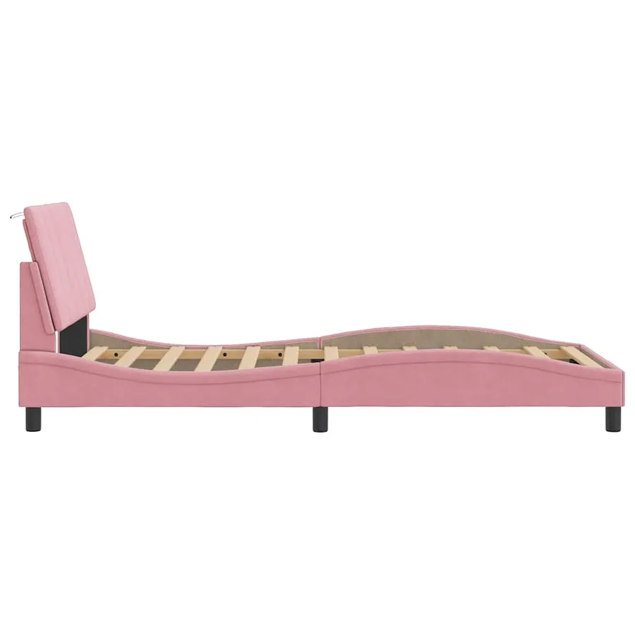 Cadre de lit sans matelas Hanko rose 100x200 cm velours - 6