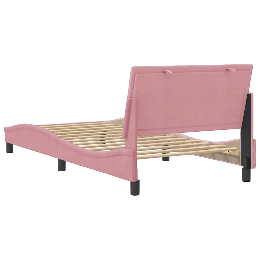 Cadre de lit sans matelas Hanko rose 100x200 cm velours - 7