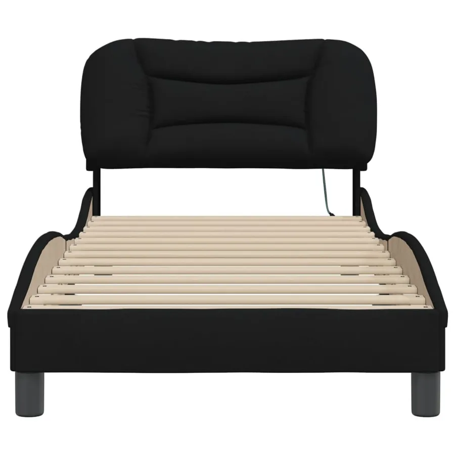 Cadre de lit avec LED sans matelas Hvar noir 80x200 cm tissu - 6