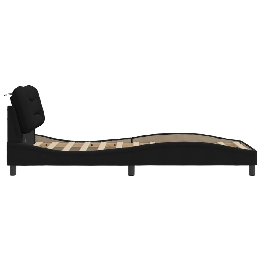 Cadre de lit avec LED sans matelas Hvar noir 80x200 cm tissu - 8