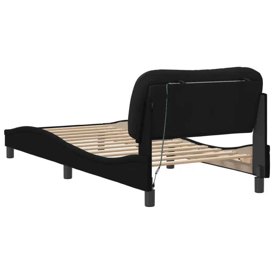 Cadre de lit avec LED sans matelas Hvar noir 80x200 cm tissu - 9