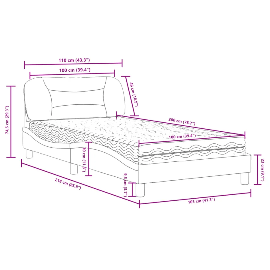 Lit avec matelas Hvar blanc 100x200 cm similicuir - 11