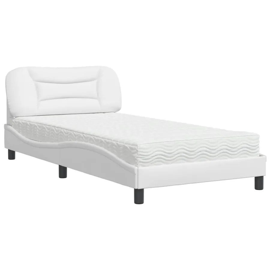 Lit avec matelas Hvar blanc 100x200 cm similicuir - 2