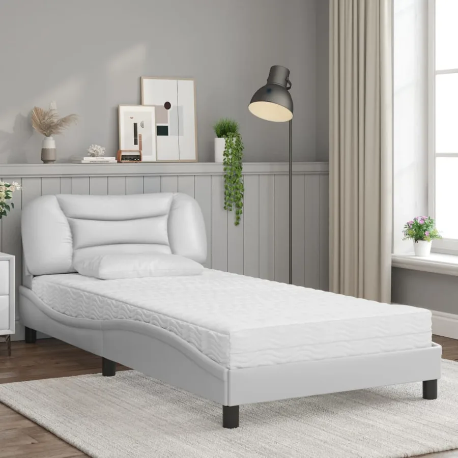 Lit avec matelas Hvar blanc 100x200 cm similicuir - 3