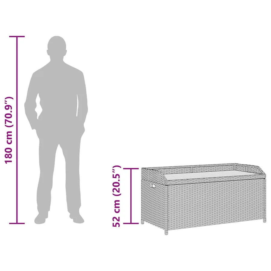 Banc de rangement gris résine tressée et bois d'acacia - 13