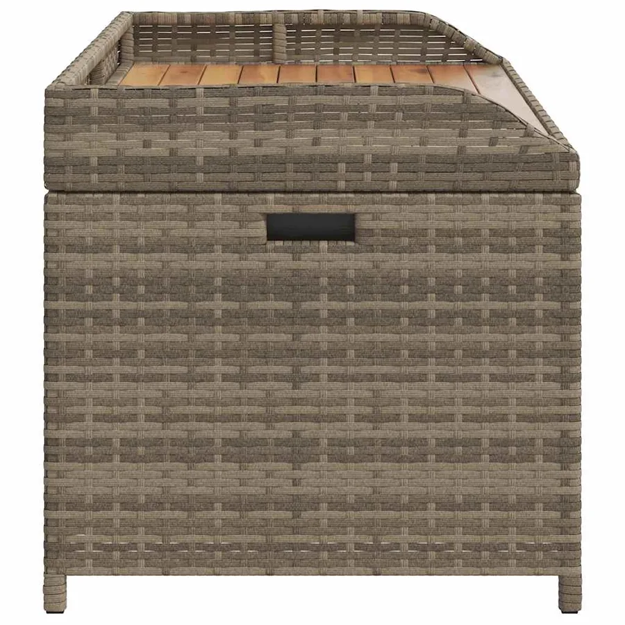 Banc de rangement gris résine tressée et bois d'acacia - 7