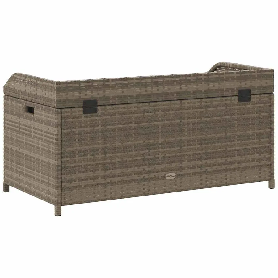 Banc de rangement gris résine tressée et bois d'acacia - 8