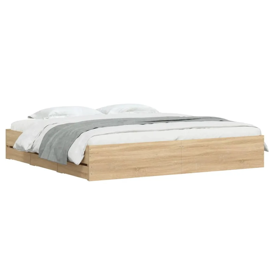 Cadre de lit avec tiroirs sans matelas chêne sonoma 160x200 cm - 3