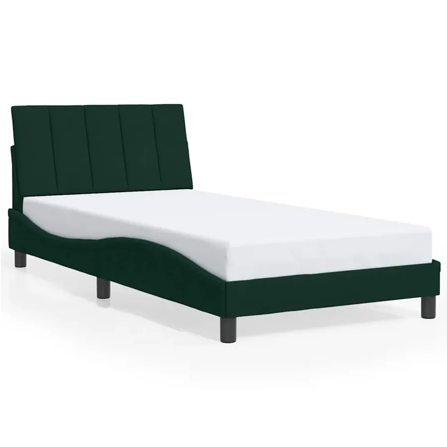Cadre de lit sans matelas Hanko vert foncé 100x200 cm velours - 2
