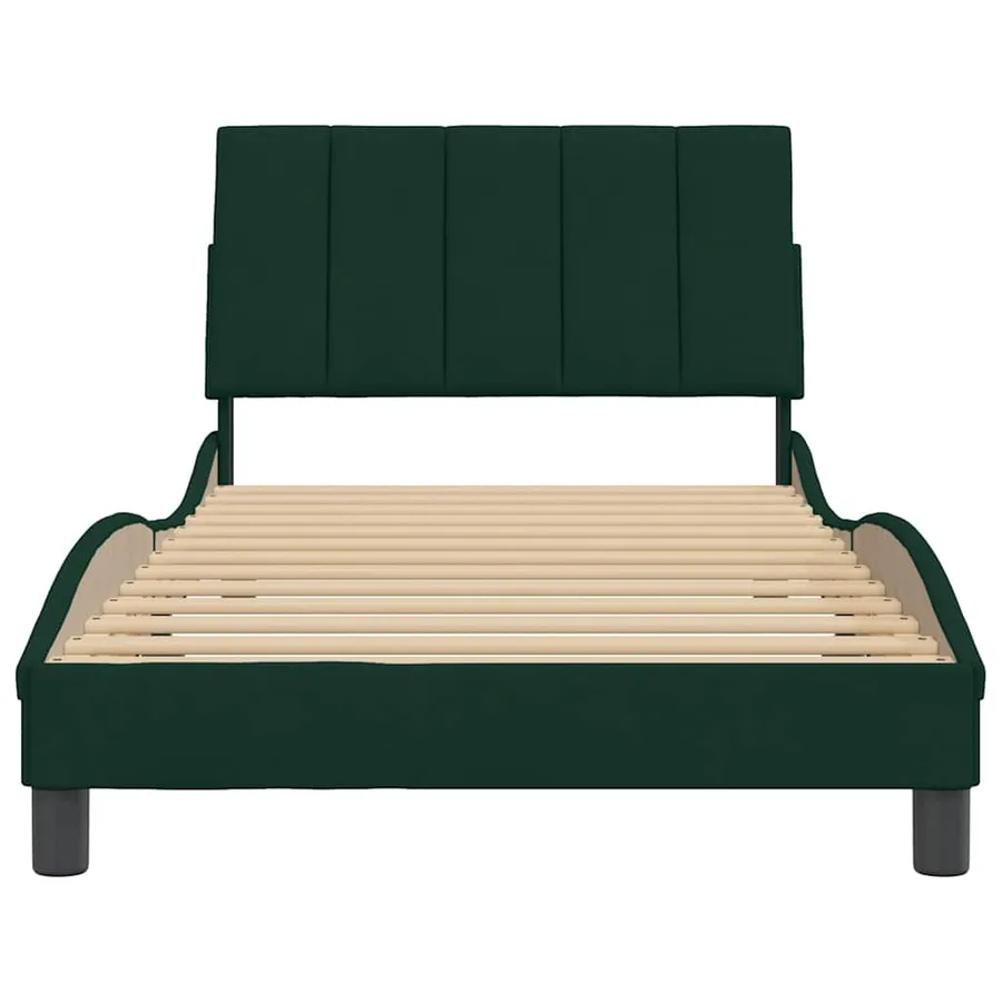 Cadre de lit sans matelas Hanko vert foncé 100x200 cm velours - 5