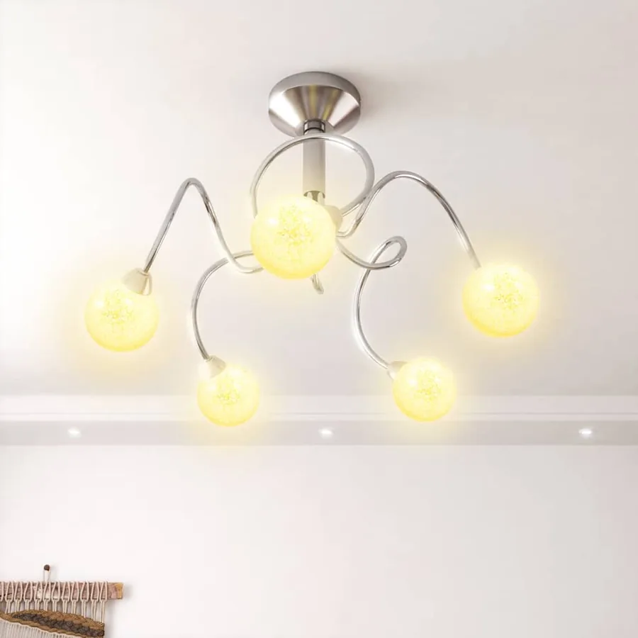 Plafonnier avec abat-jour ronds en verre pour 5 LED G9 - 3