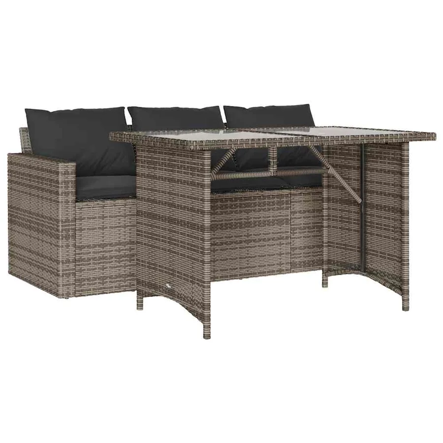 Ensemble à manger de jardin et coussins 2 pcs gris rotin - 2