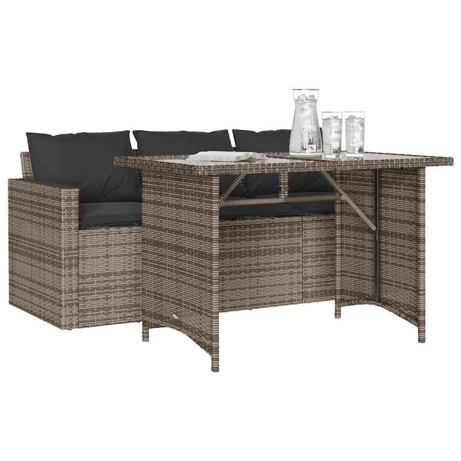 Ensemble à manger de jardin et coussins 2 pcs gris rotin - 3