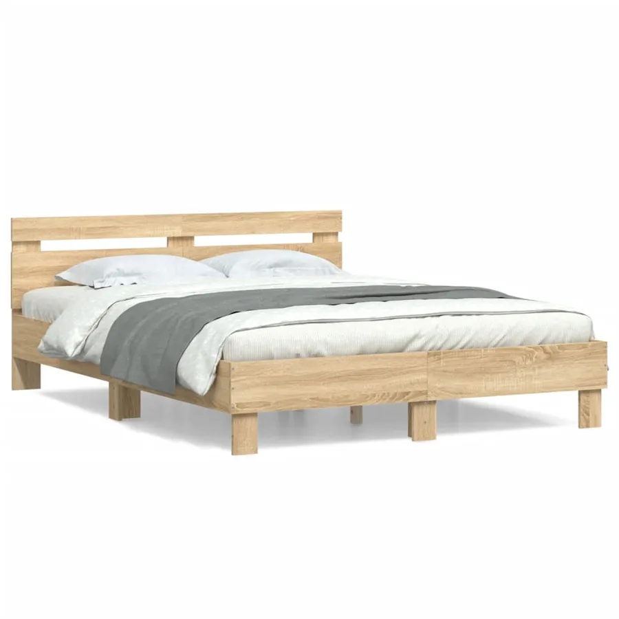 Cadre de lit sans matelas chêne sonoma 150x200 cm - 2