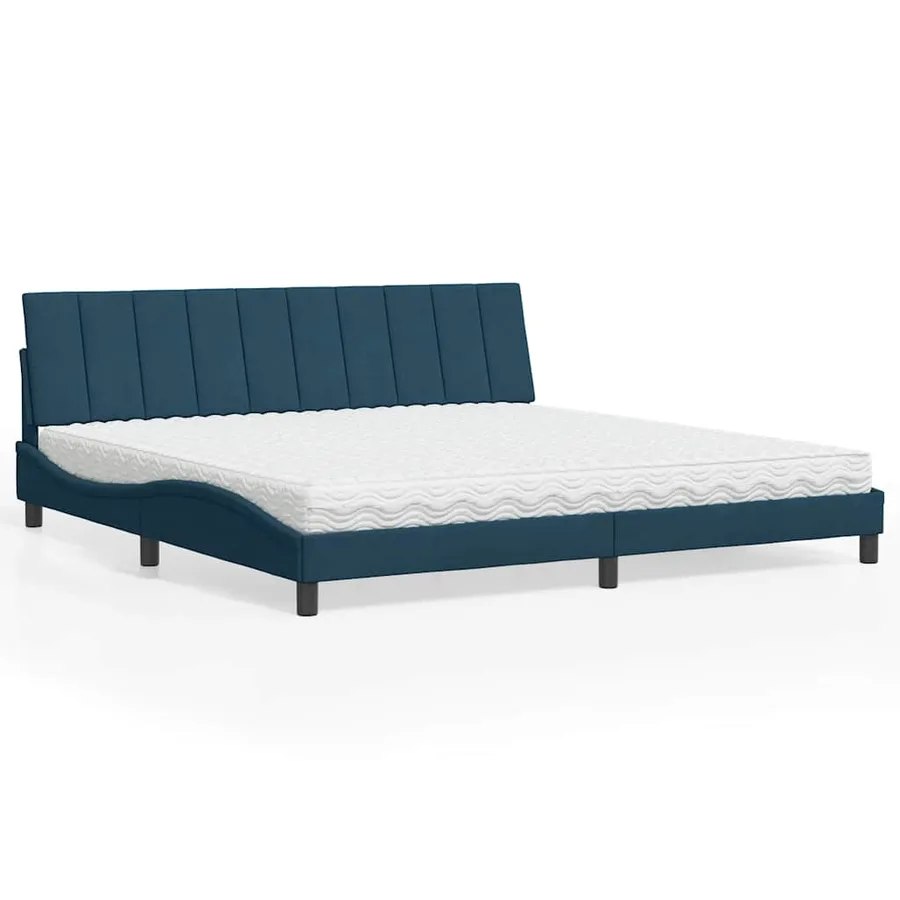 Lit avec matelas Hanko bleu 200x200 cm velours - 2