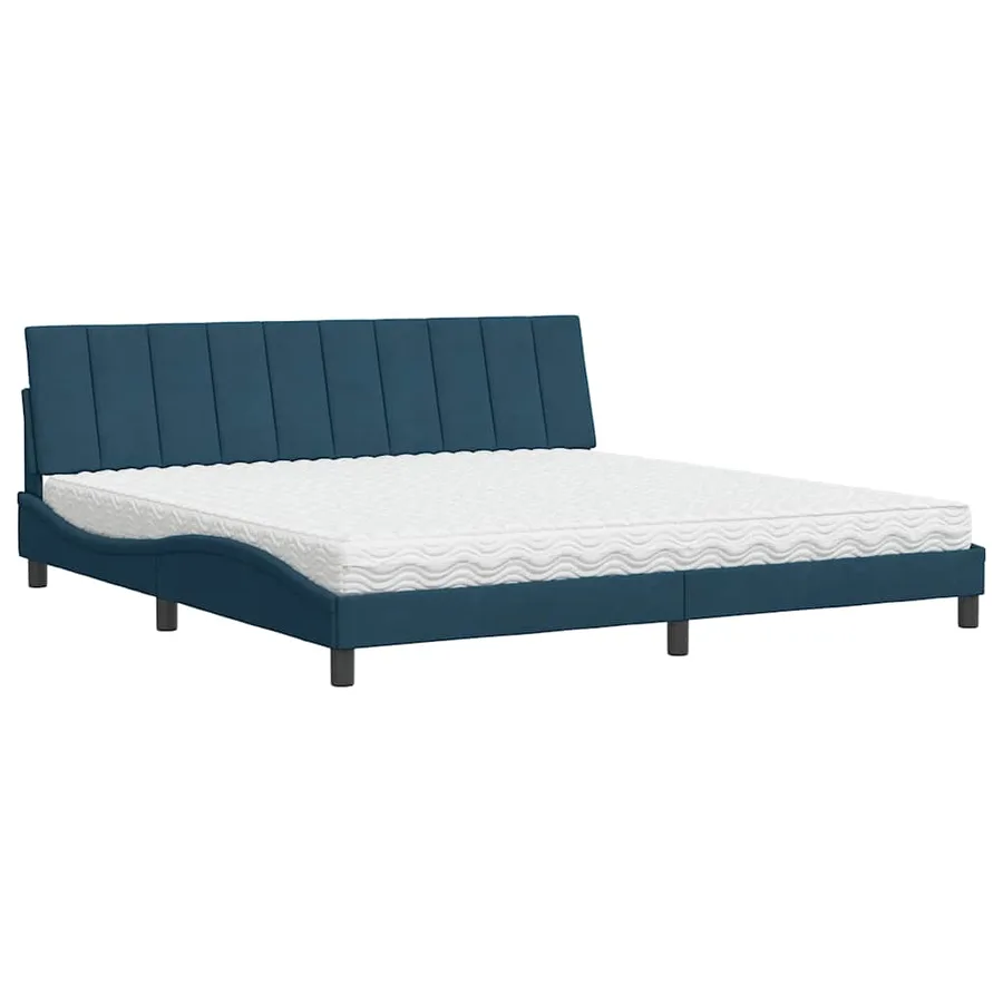 Lit avec matelas Hanko bleu 200x200 cm velours - 3