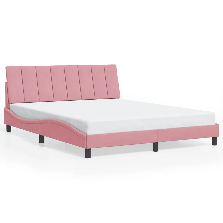 Cadre de lit sans matelas Hanko rose 160x200 cm velours - 2