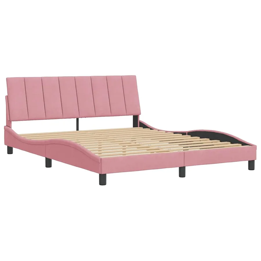 Cadre de lit sans matelas Hanko rose 160x200 cm velours - 3