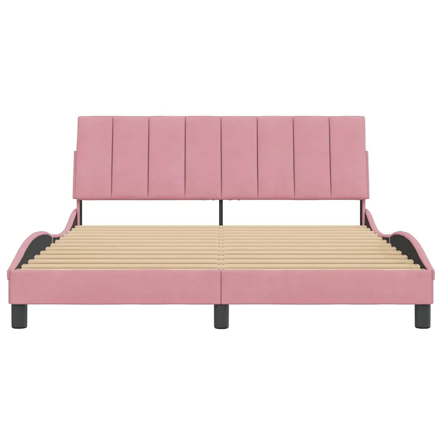 Cadre de lit sans matelas Hanko rose 160x200 cm velours - 5