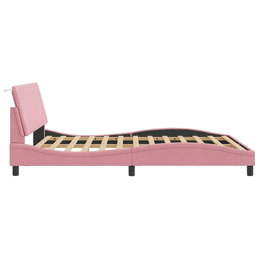 Cadre de lit sans matelas Hanko rose 160x200 cm velours - 6