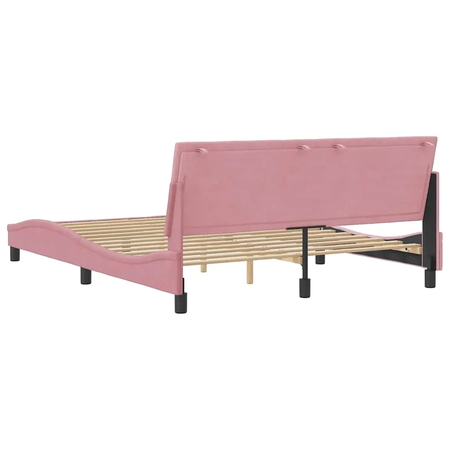 Cadre de lit sans matelas Hanko rose 160x200 cm velours - 7