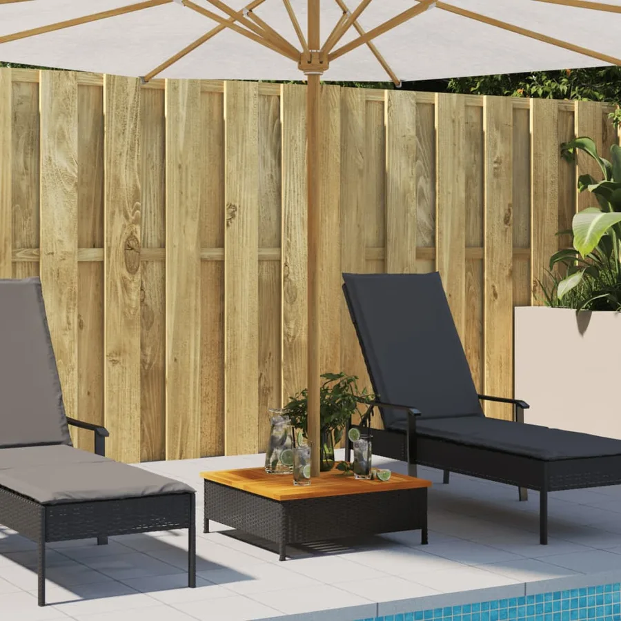 Couvercle de base de parasol noir 70x70x25 cm résine tressée et acacia - 3