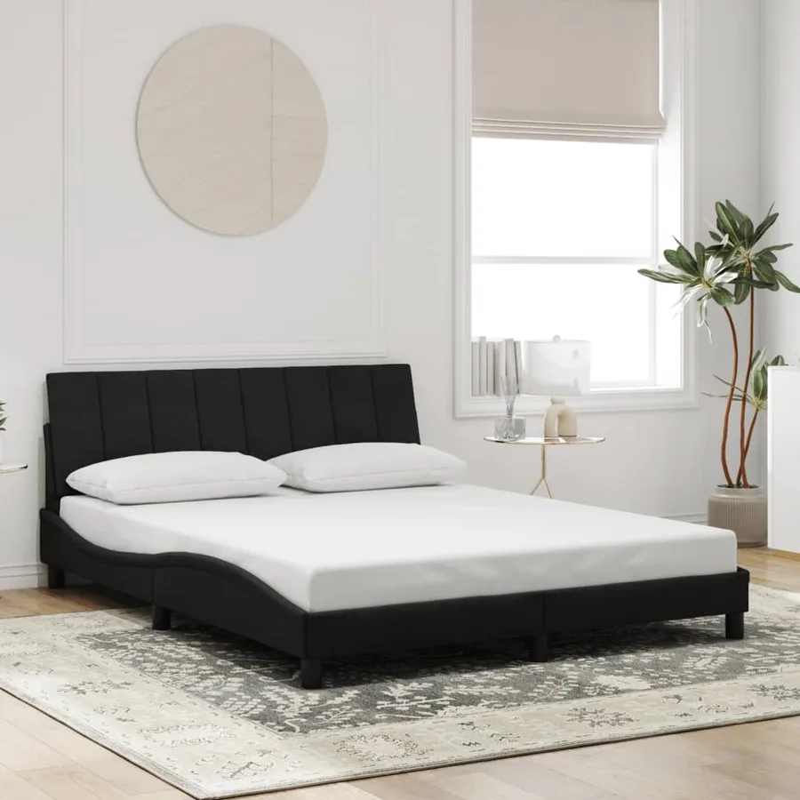 Cadre de lit avec LED sans matelas Hanko noir 160x200 cm velours - 4