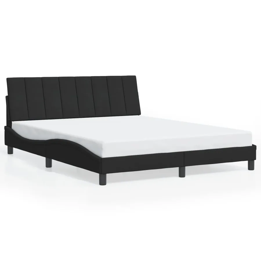 Cadre de lit avec LED sans matelas Hanko noir 160x200 cm velours - 5
