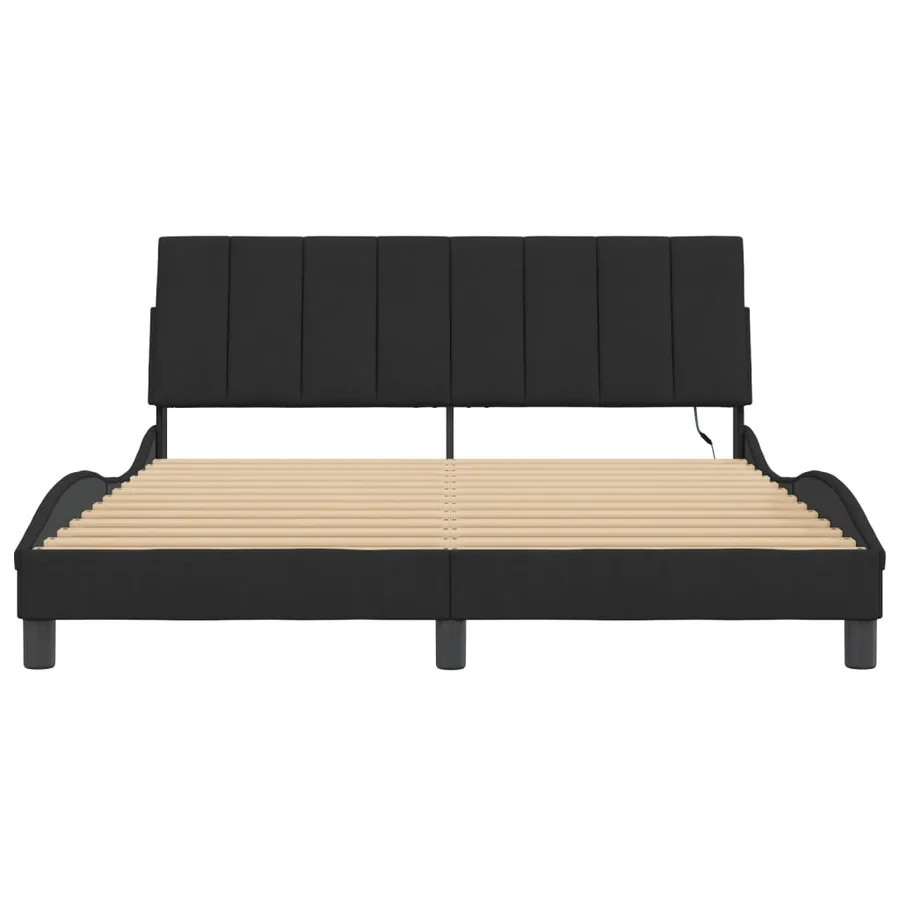 Cadre de lit avec LED sans matelas Hanko noir 160x200 cm velours - 6