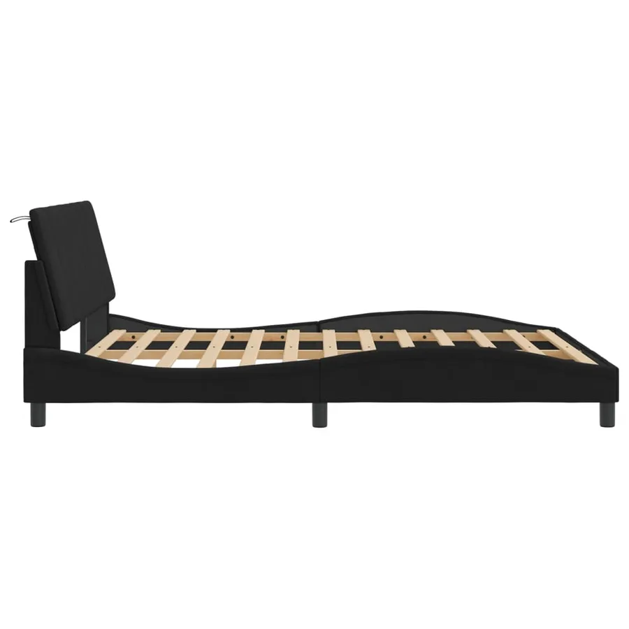 Cadre de lit avec LED sans matelas Hanko noir 160x200 cm velours - 7