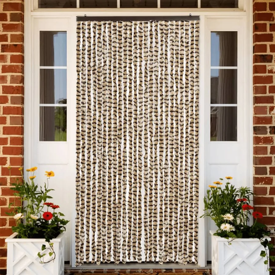 Rideau anti-mouches beige et marron 100x200 cm chenille