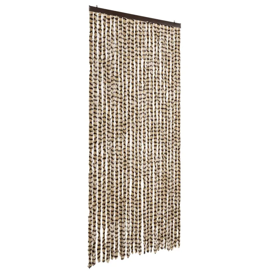 Rideau anti-mouches beige et marron 100x200 cm chenille - 2