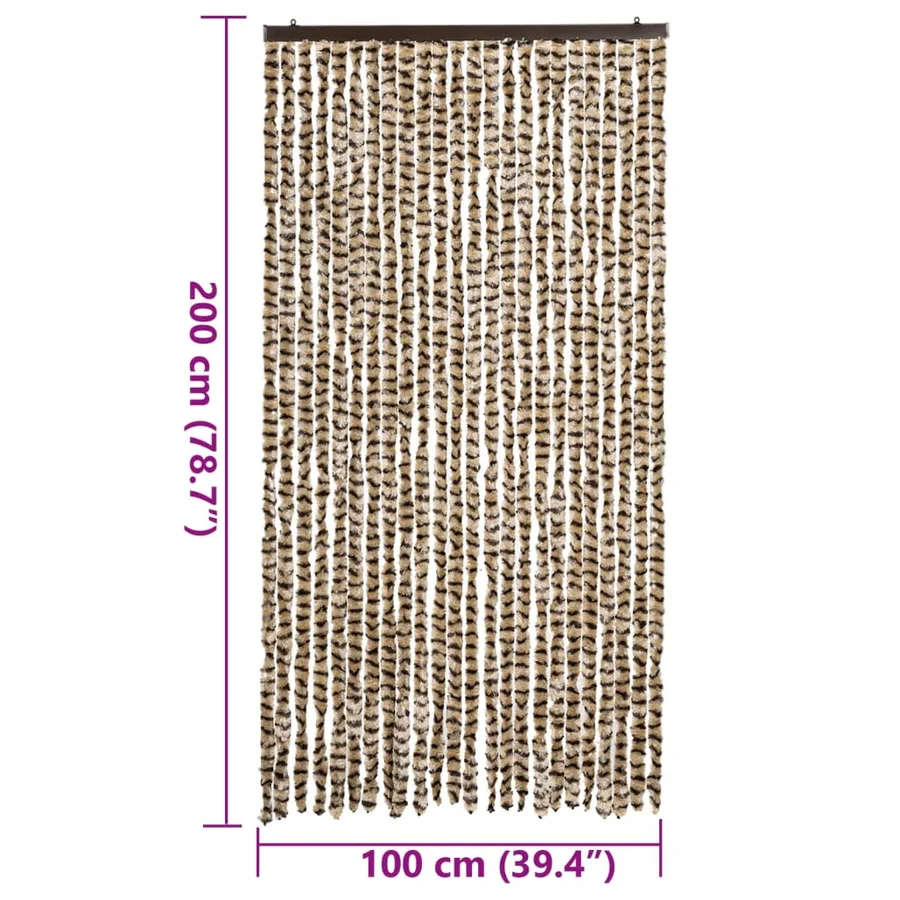 Rideau anti-mouches beige et marron 100x200 cm chenille - 7