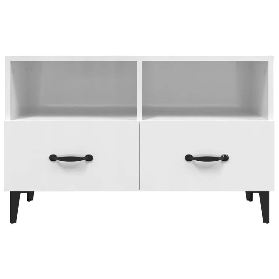 Meuble TV Blanc brillant 80x36x50 cm Bois d'ingénierie - 6