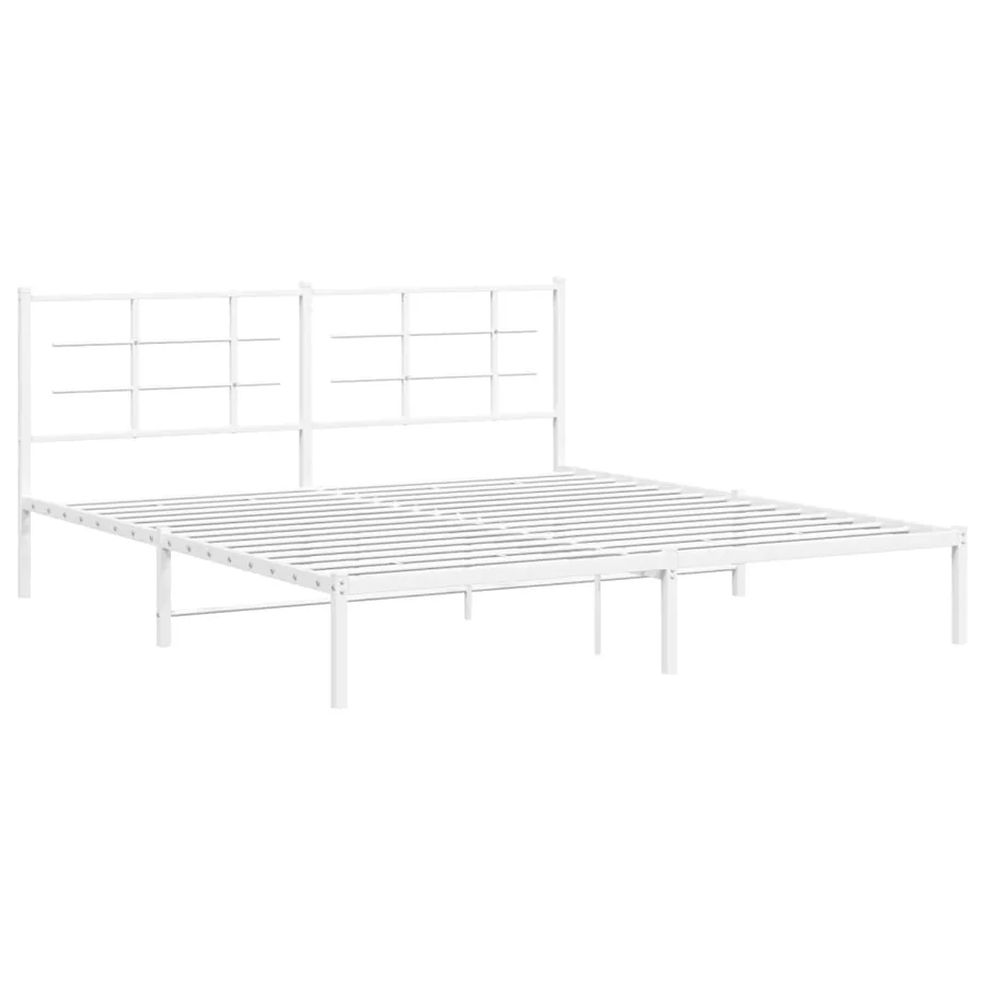 Cadre de lit métal sans matelas et tête de lit blanc 180x200 cm - 3
