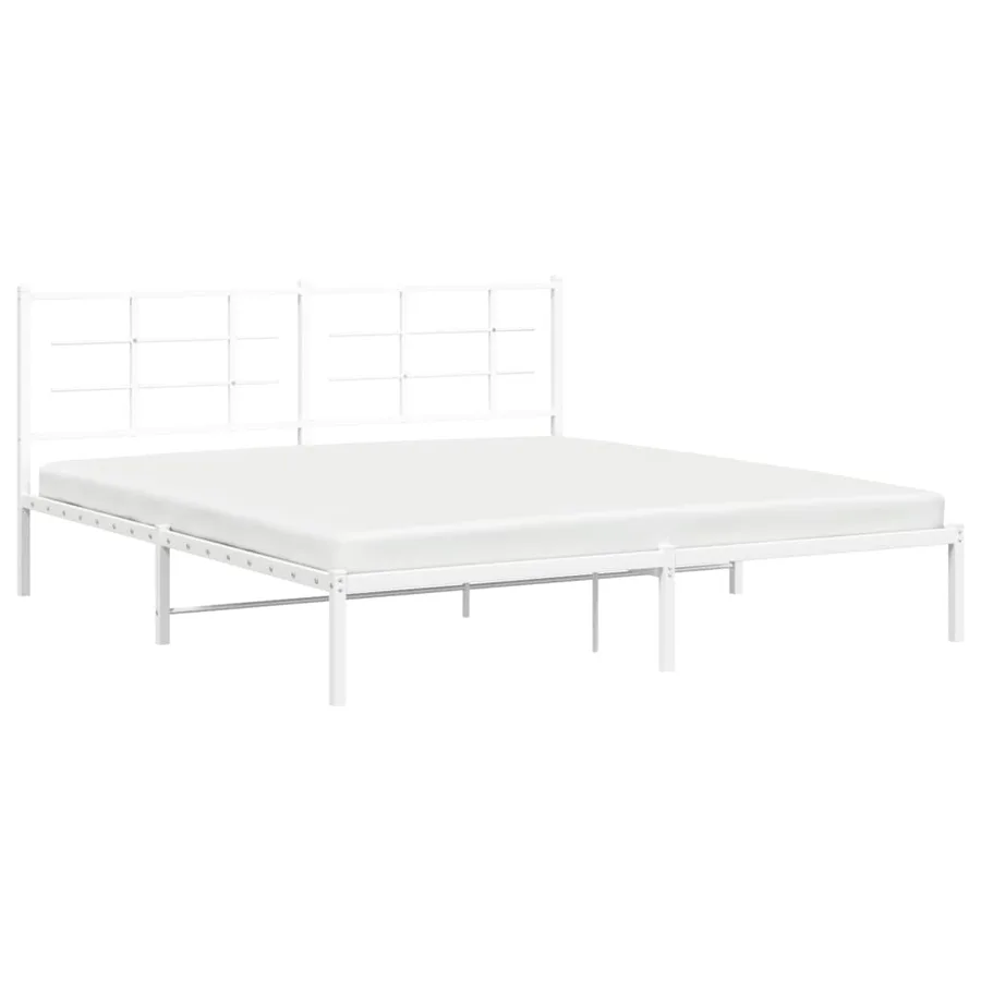 Cadre de lit métal sans matelas et tête de lit blanc 180x200 cm - 4