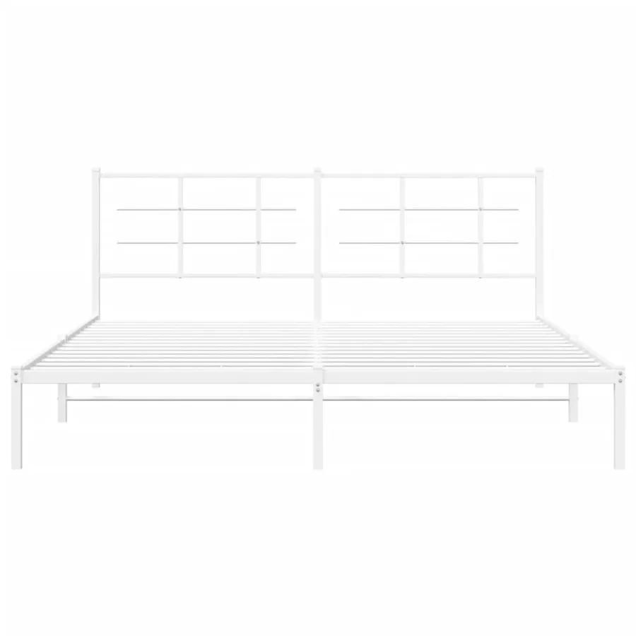 Cadre de lit métal sans matelas et tête de lit blanc 180x200 cm - 5