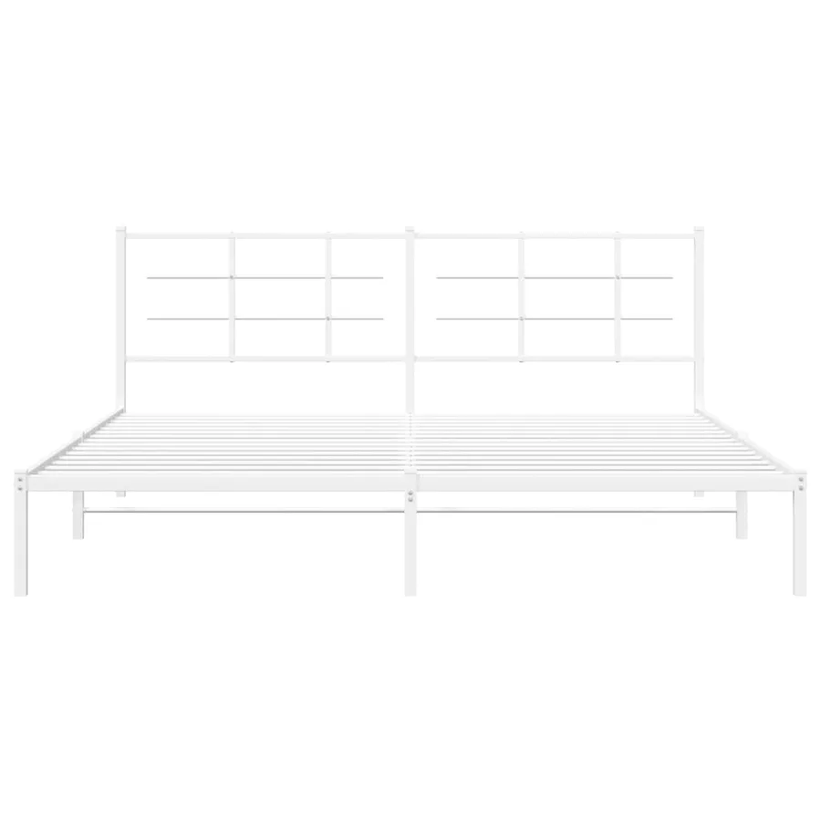 Cadre de lit métal sans matelas et tête de lit blanc 193x203 cm - 5