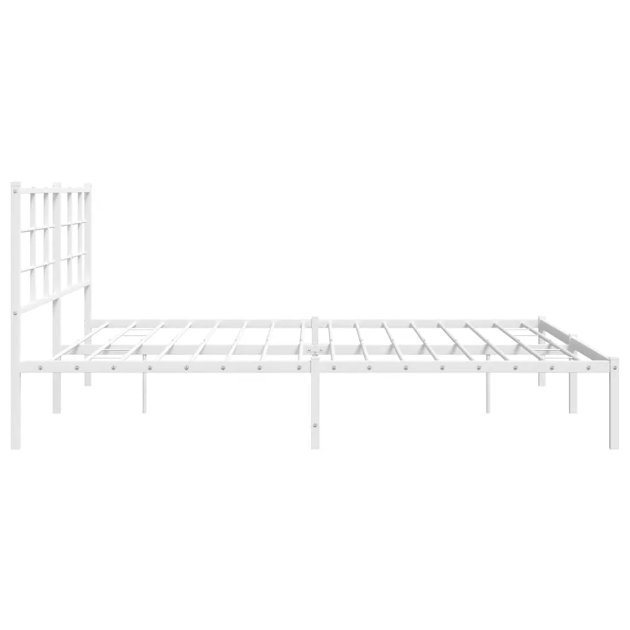 Cadre de lit métal sans matelas et tête de lit blanc 193x203 cm - 6